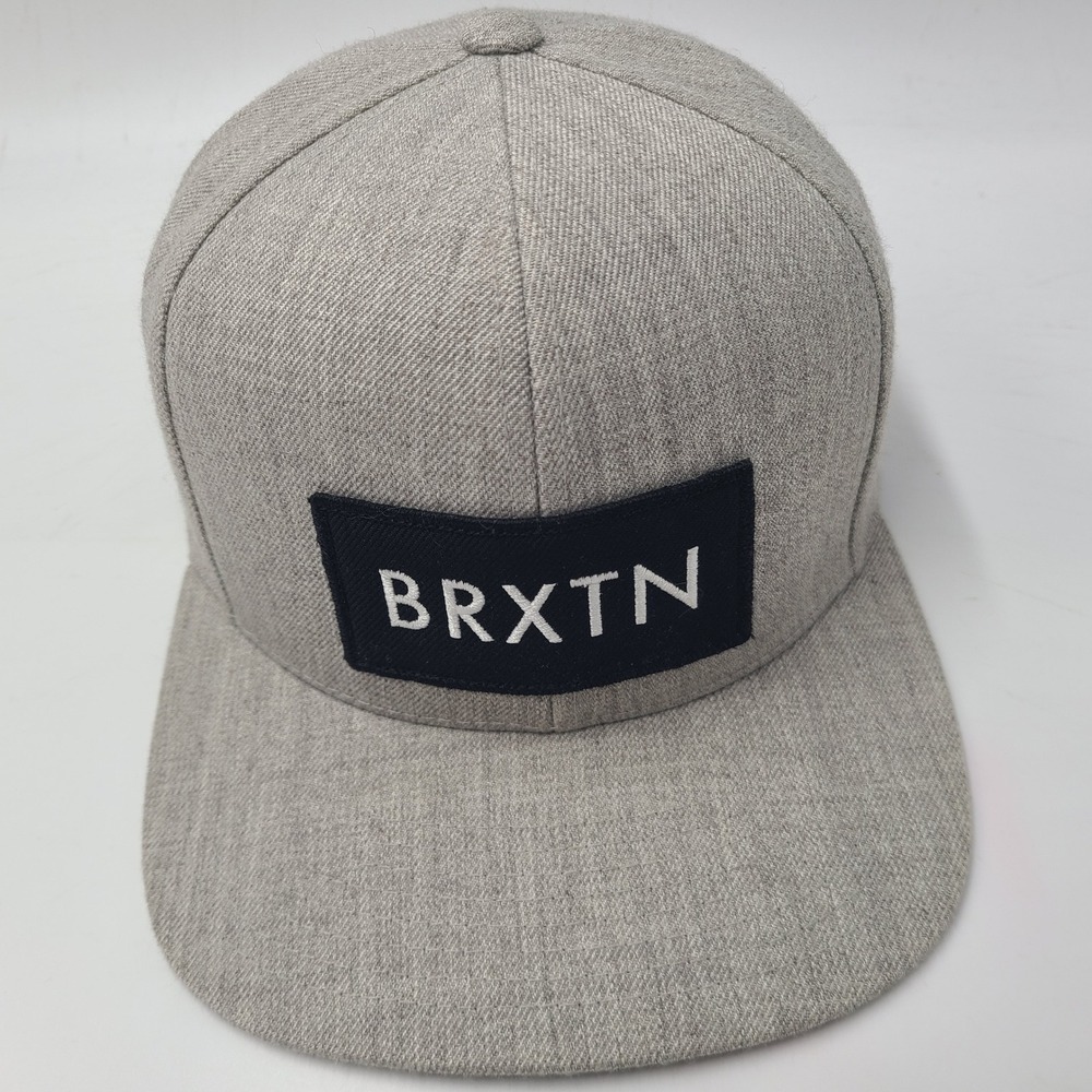 Brixton Hat Snapback Gray Black BRXTN Patch Skate Surf Flat Brim Wool Blend Men